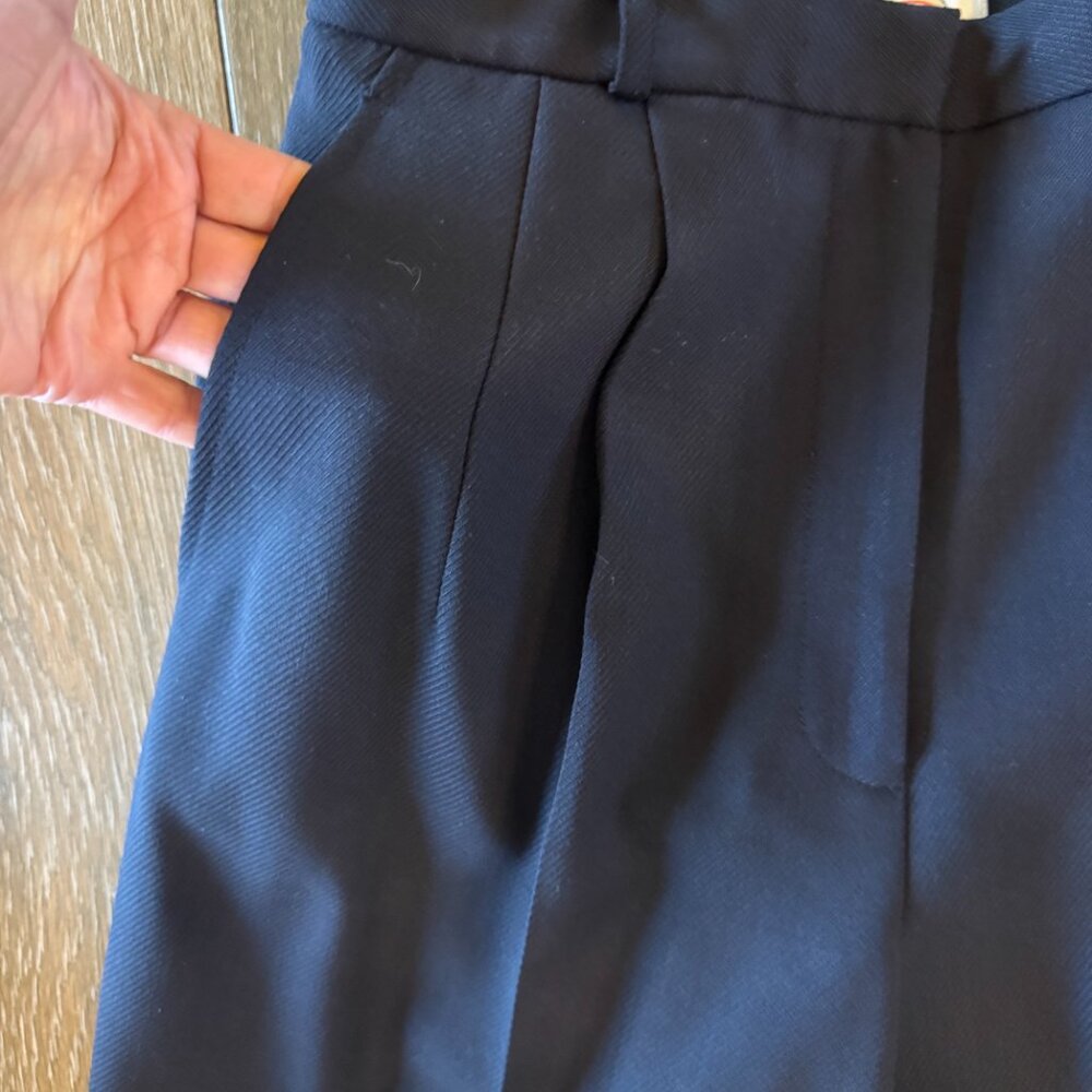 Talbots Petites dark navy wool/stretch pleated cuffed lined dress pants size 8P - Picture 3 of 11